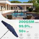 JEAREY 9' 2-Tiers Patio Umbrellas Outdoor Market Table Umbrella w/Push Button Tilt/Crank, 8 Sturdy Ribs, UV Protection Waterproof Sunproof(Navy Blue)