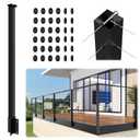 Side Mount Outer Corner Post 42" (Post Body 47.6"), Fixed Top Three Side Drilled Corner Post Cable Railing, Black Stainless Steel 304 Fascia Mount Metal Post with Inner Terminal & Cable Grommet