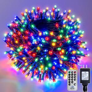 Christmas Lights Indoor Outdoor Waterproof, 132FT 400 LED Multicolor String Lights for House Decorations, Ideal for Christmas Trees, Wedding, and Party (400LED Green Wire)