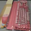 Wireless Keyboard and Mouse Combo, Typewriter Keyboard with Magnetic Wrist Rest, Full-Size Cute Round Keycaps, Sleep Mode, 2.4G Keyboards for Mac/Windows/PC, Office or Home, Trueque CK23Pro, Pink