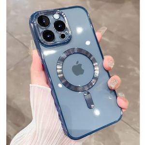 ZIYE Magnetic Case Made for iPhone 12 Pro Max 6.7 Inch [Compatible with MagSafe] Soft TPU Phone Phone Cover with Full Camera Lens Anti-Scratch Protection Slim Phone Case for Women Men, Light Blue