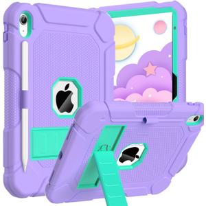 BMOUO Case for iPad (A16) 11th Generation 11 Inch 2025/iPad 10th Generation 10.9" 2022 - with Kickstand & Pencil Holder, Heavy Duty Shockproof Protective iPad 11th 10th Generation Case, Purple