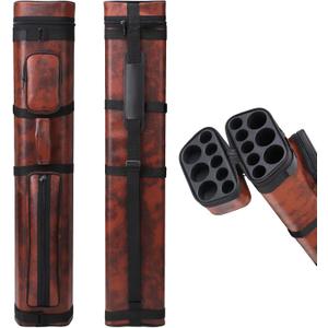 3x5 Leatherette Pool Cue Case - Holds 3 Butts and 5 Shafts (Brown)