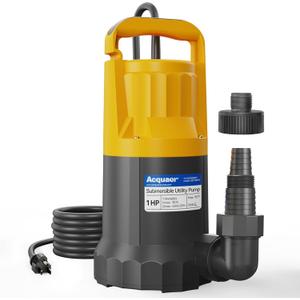 Acquaer 1HP Sump Pump, 4345GPH Submersible Water Pump for Water Removal in Hot Tubs, Pools, Basements, and Garden Ponds