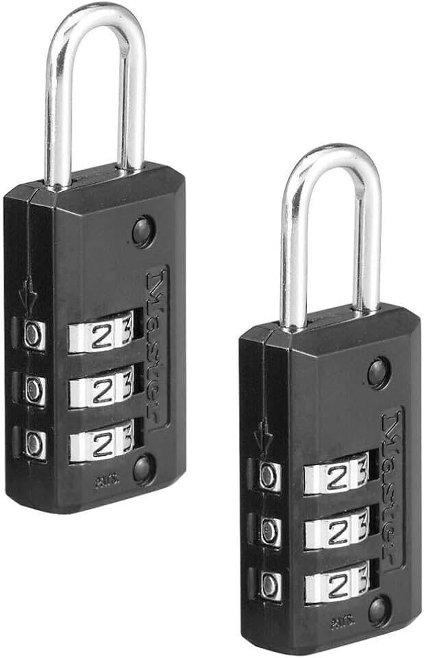 Master Lock Black Set Your Own Combination Luggage Lock, Custom Combo Suitcase Padlock for Travel Bags or Backpacks, 4 Pack, 646T
