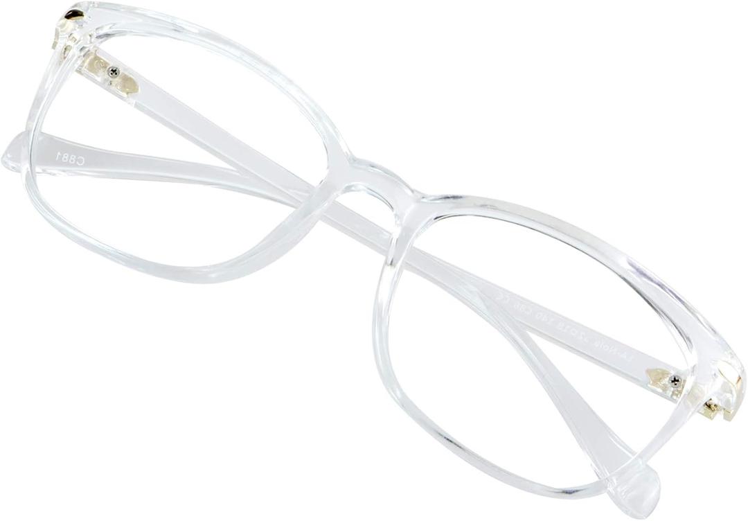 VisionGlobal Blue Light Blocking Glasses for Women Men, Square Frame Computer Reading Glasses(Clear,+0.75 Magnification)