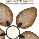 Wiviniya 52 Inch Tropical Ceiling Fans with Lights, Palm Leaf Outdoor Ceiling Fan with Light for Patios Porch Bedroom, Remote/APP Control, Reversible Quiet DC Motor, Dimmable LED, Wood Grain