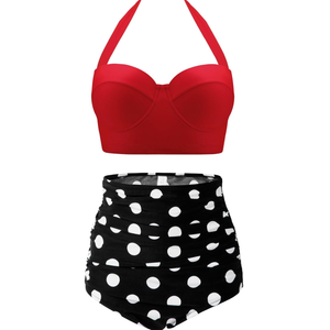 CHERRY CAT Womens Vintage Retro Polka High Waisted Underwire Bikini Two Piece Swimsuits
3XL