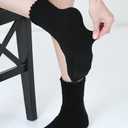 Heat Logic Cable Chenille Sherpa Trim Cabin Sock, Ultra Soft Winter Women Socks-Black