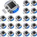 VOLISUN Solar Deck/Dock Lights, 20-Pack Led IP67 Waterproof Outdoor Warning Step Lights for Driveway Sidewalk Garden Pathway Yard (Blue)