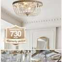 20" Flush Mount Fandelier Ceiling Fan with Light, Crystal Gold Fandelier Ceiling Fan with Light Remote Control, Vintage French Country Caged with 6 Speeds for Bedroom, Living Room, Foyer, Nursery