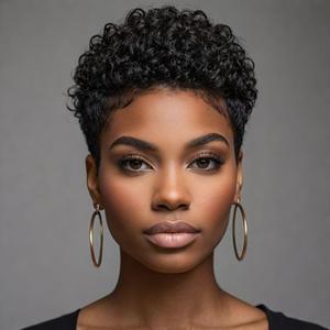 Short Afro Curly Haircuts For Women African American Short Wigs For Black Women Short Black Curly Hairstyle Short Black Wig (nicelatus-9641A)