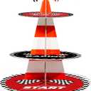 3-Tier Racing Traffic Cones Cupcake Stand for Race Car Birthday Party Decorations,Race Car Party Supplies, Paper Rounded Table Centerpiece for Cakes, Muffins, Macaroons
