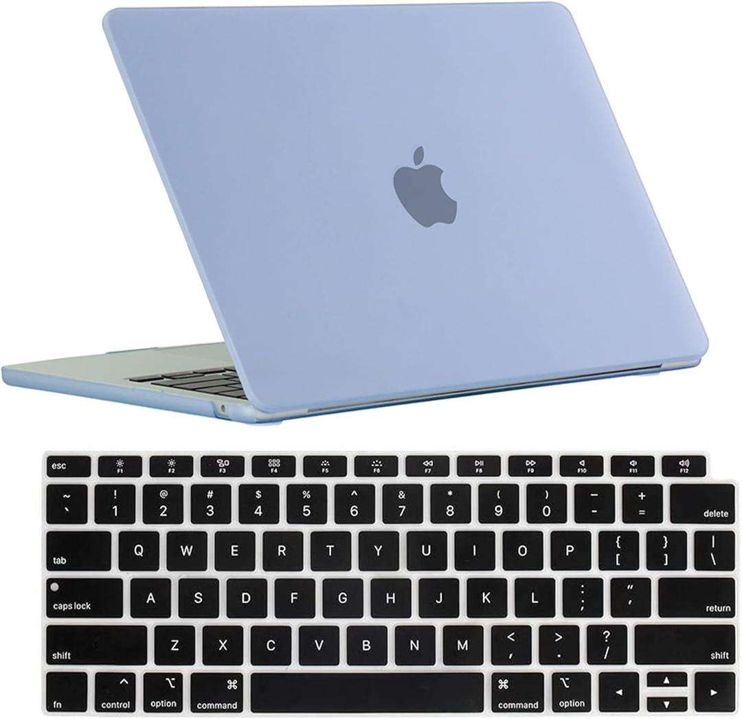 RUBAN Case for MacBook Air 13 inch Case 2022, 2021-2018 Release A2337 M1 A2179 A1932 - Protective Snap On Hard Shell Cover and Keyboard Cover for Version MacBook Air 13 with Touch Bar (Ultramarine)