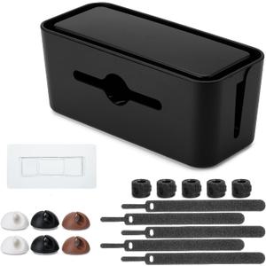 Bates- Cable Management Box, Medium, Cable Organizer Box, Cord Organizer Box, Cable Box Organizer, Cord Management Box, Cord Hider Box, Cord Box for Wires on Floor, Power Strip Cover Box Baby Proof