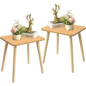 FORAOFUR End Tables Living Room Set of 2, Side Tables for Small Spaces, Modern Side Table Accent Tables with Wooden Legs for Living Room, Bedroom, Easy Assembly (Nature)