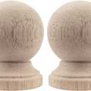 Unfinished Solid Wood Finials - Pack of 2, Newel Post Caps for Stairs, Bedpost & Flagpole Toppers, Large DIY Craft Wooden Decorative Tips with Pre-Drilled Holes (Large, Style 4)