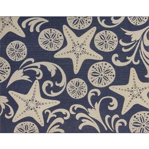Gertmenian Indoor Outdoor Area Rug, Classic Flatweave, Washable, Stain & UV Resistant Carpet, Deck, Patio, Poolside & Mudroom, 6x9 Ft Medium, Party Starfish Sand Dollar, Navy Blue Sand