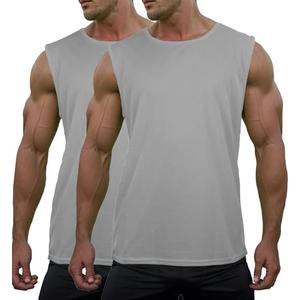 Mens Workout Tank Tops Quick Dry Sleeveless Running Gym Muscle Shirts Summer Mesh Tee Top, M