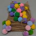 JAPBOR 2PCS Easter HE is Risen Burlap Banner Pom Pom Garlands, Colorful Felt Ball & Religious Bunting Hanging Decorations with Crosses Pattern, Easter Party Favor Supplies for Home Office School Decor (White,purple)