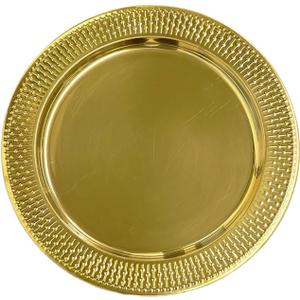 13-Inch Stainless Steel Beaded Charger Plates, Gold Dinner Plate Chargers Set of 6, Round Server Ware