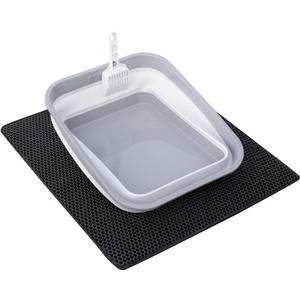 Senior Cat Litter Box with Mat, Low Entry for Arthritic Cat, Handicap Disabled Cats, Sick Frail Cats, Older Feeble