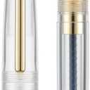 Jinhao 82 Acrylic Fountain Pen, Iridium Extra Fine Nib with Ink Converter, Transparent Unique Design Smooth Writing Pen (Gold Trim)