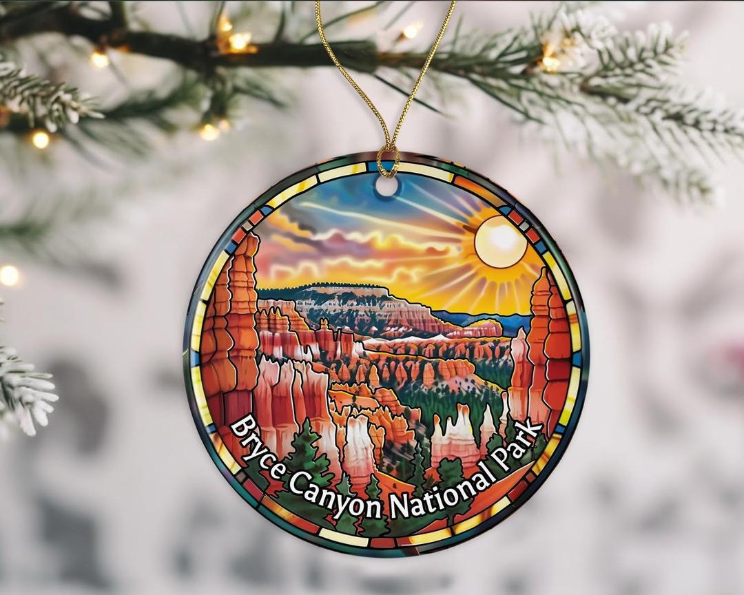 Bryce Canyon National Park Keepsake Ornament, Stained Glass Look, National Parks Christmas Souvenir (Printed On Both Sides)