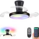 30" RGB Chandelier Fan, Black Modern Fandelier,Dimmable LED Ceiling Fan with Light,6-Speed Reversible,Remote APP Control,for Bedroom Living Room, ceiling-mounted-RGB-30in