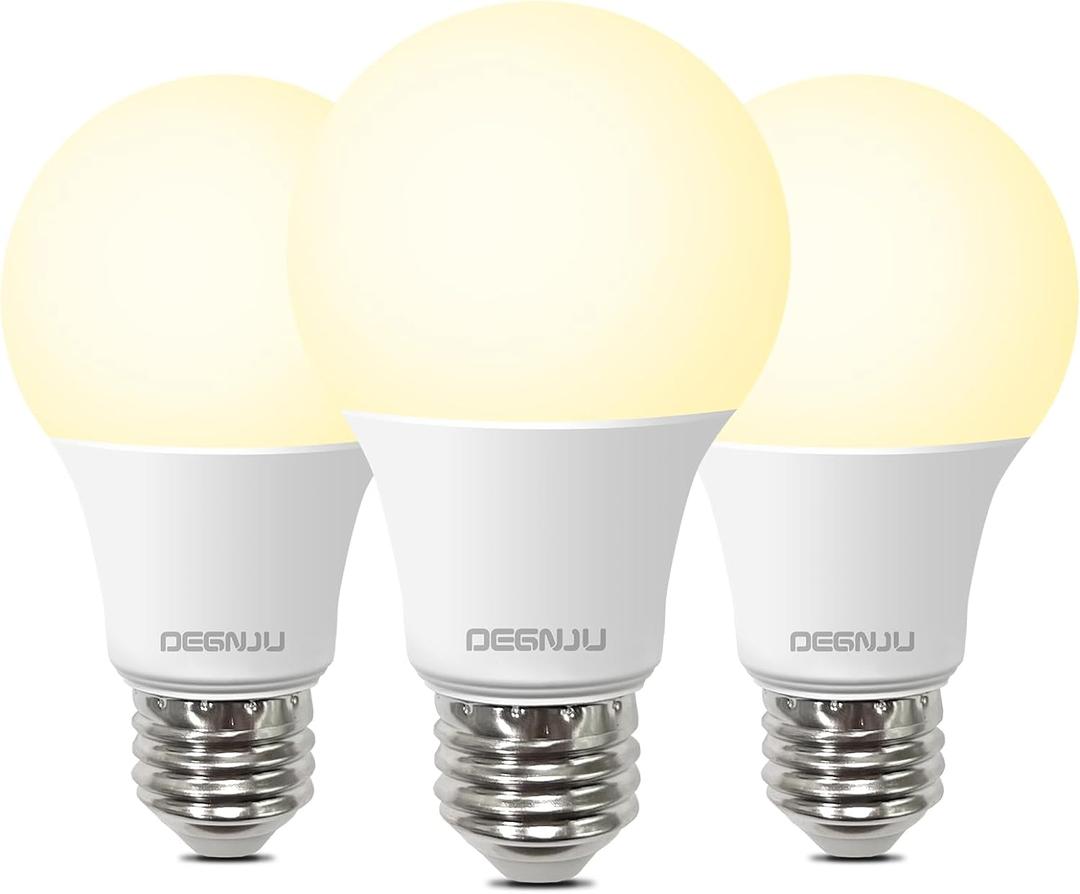 DEGNJU A19 LED Light Bulbs, 60 Watt Equivalent LED Bulbs, Soft White 2700K, 800 Lumens, E26 Standard Base, Non-Dimmable, 8W Warm White LED Bulbs for Bedroom Living Room, 3 Pack