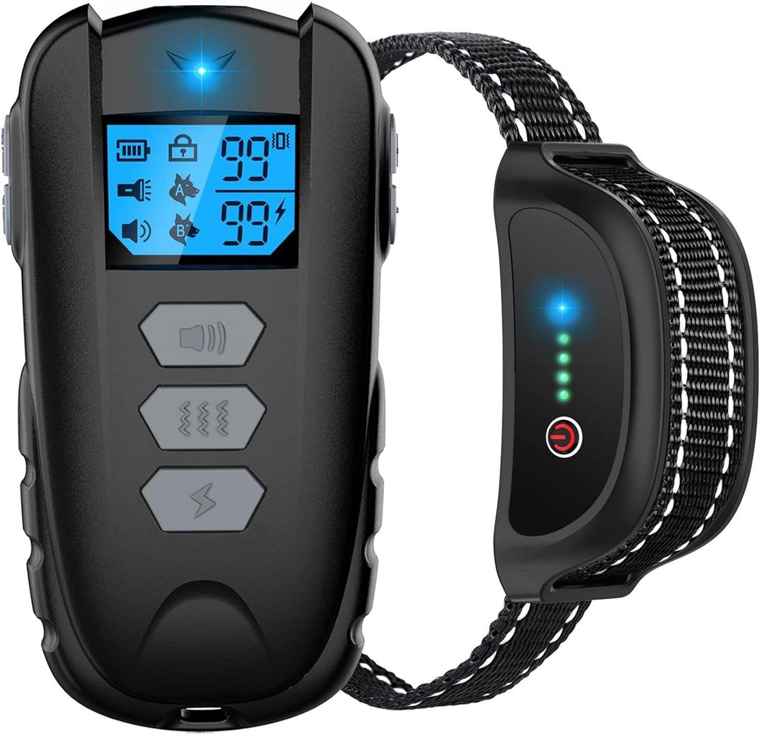 Dog Training Collar with Remote, Waterproof Dog Collar with Beep Vibration Shock, Adjustable 0 to 99 Shock Vibration Levels Dog Training Set for Small Medium Large Dogs