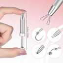 Qianyu 2 PCS Piercing Ball Grabber Tool Anti-slip Stainless Steel Diamond Claw Tweezers Piercing Assistant Pen 4 Claw Jewel Pickup Tool Gem Picker for Small Parts