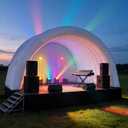 OZIS 20 × 15 × 13 FT Inflatable Event Stage Tent Indoor/Outdoor Dome Booth, Inflatable Stage Cover Party Tent Marquee Concert Shelter Dome Parties Cover with Built-in Blower Quick Set-Up(White