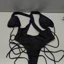 Sovoyontee 2025 Women's Sexy Cheeky One Piece Swimsuits High Cut Thong Bikini Bathing Suit Monokini (Black) M