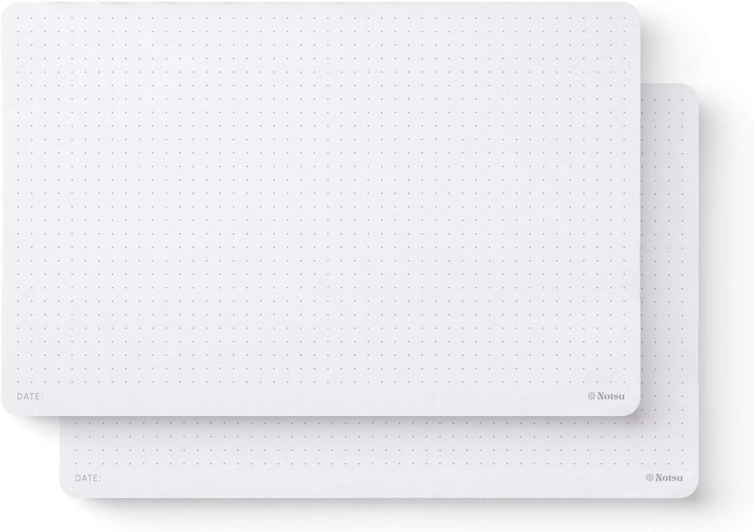 Notsu Dot Grid Desk Notepad 2 Pack | Minimalist Dotted Memo Mouse Pads with Premium Thick Paper, Small 5.5" x 8.5"