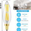 E12 Candelabra Led Bulbs 100 Watt Dimmable E12 Light Bulbs 5000K Cool White Candle Bulb 8W Equivalent Chandelier Light Bulbs 4.85In Led Light Bulbs 850lm,4-Pack