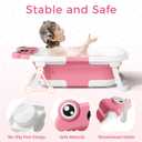 BUNWAG Baby Bathtub, Collapsible Newborn Bathtub for Infant to Toddler with Soft Cushion and Thermometer, Travel Newborn Tub with No-Slip Feet, Baby Shower Gifts, 0-12 Months Baby Bath, Rose Pink