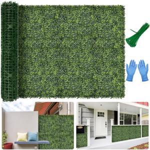 Artificial Boxwood Backdrop Roll: 48"x120" (40 sqft) UV-Anti Greenery Faux Grass Hedge for Indoor Outdoor Green Wall Decor, Patio Privacy Screen, Garden Fence Covering