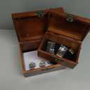 2PCS Decorative Wooden Storage Box with Lids Handmade Memory Box for keepsakes Treasure Chest Box with lock Vintage Wood Baskets Metal Handle Jewelry Desk Organizer Container, Walnut
