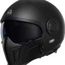 TRIANGLE Full Face Motorcycle Helmets, Off-Road Motocross Helmet for Men & Women, Dual Visor with Internal Tinted Sunshield, Open Face 3/4 Adult Racing Helmet DOT Approved, (Black, L) 