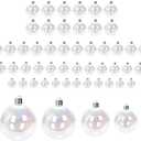48 Pcs Christmas Rainbow Decorations - Transparent Fillable DIY Hanging Balls, 4 Sizes for Xmas Tree Home Party Decor