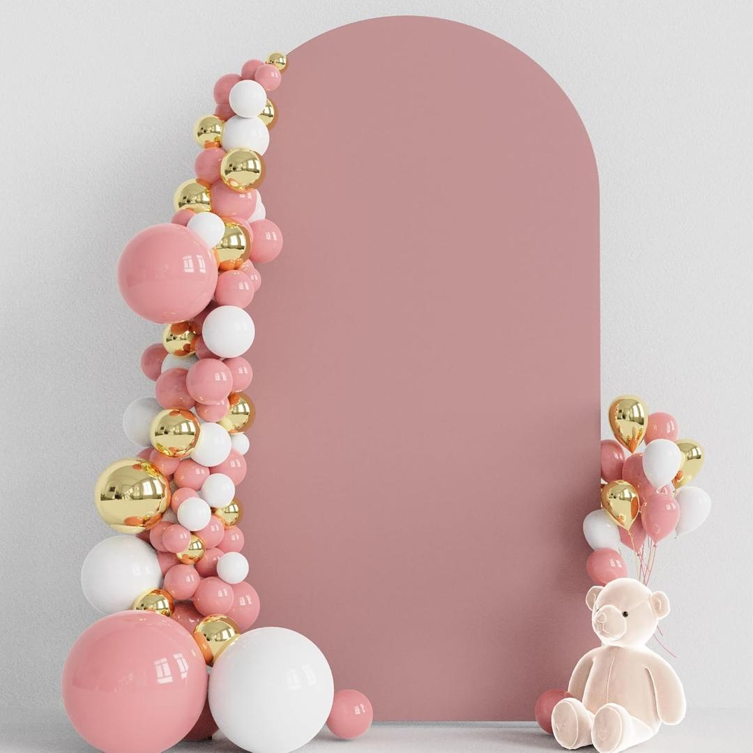 Wokceer 7.2FT Wedding Arch Cover Spandex Fitted Wedding Arch Stand Covers Round Top Chiara Arch Backdrop Cover for Birthday Party Ceremony Banquet Decoration Light Dusty Rose