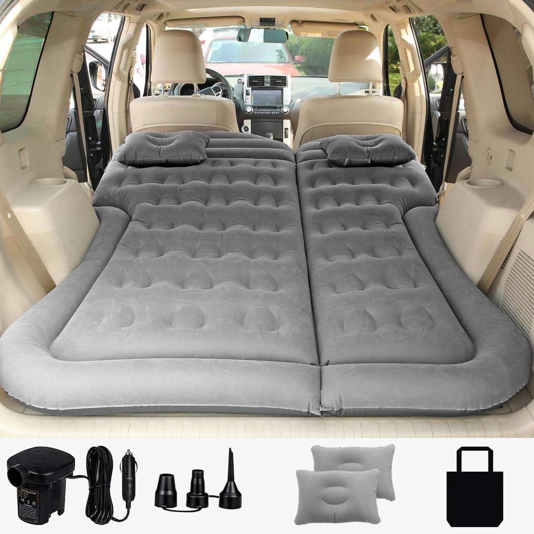 SAYGOGO SUV Air Mattress Camping Bed Cushion Pillow - Inflatable Thickened Car Air Bed with Air Pump Portable Sleeping Pad Mattress for Home Car Travel Camping Upgraded Version - Grey
