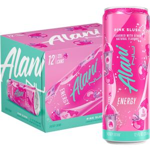 Alani Nu PINK SLUSH, Sugar Free, Low Calorie Energy Drinks, 200mg Caffeine, Biotin, B Vitamins, Zero Sugar, 10 Calories, 12 Fl Oz Cans, 12 Pack (EXP 05/01/27)