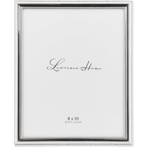 Lawrence Frames 510780 8x10 Metal Picture Frame Silver-Plate with Delicate Beading