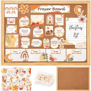 117pcs Prayer Board Kit Boho Theme Prayer Supplies for Women with Board(11.8X15.7in), Pins, Envelope, Bible Verse Quotes, Christian Easter Gift DIY Wall Art for Home Office Church School