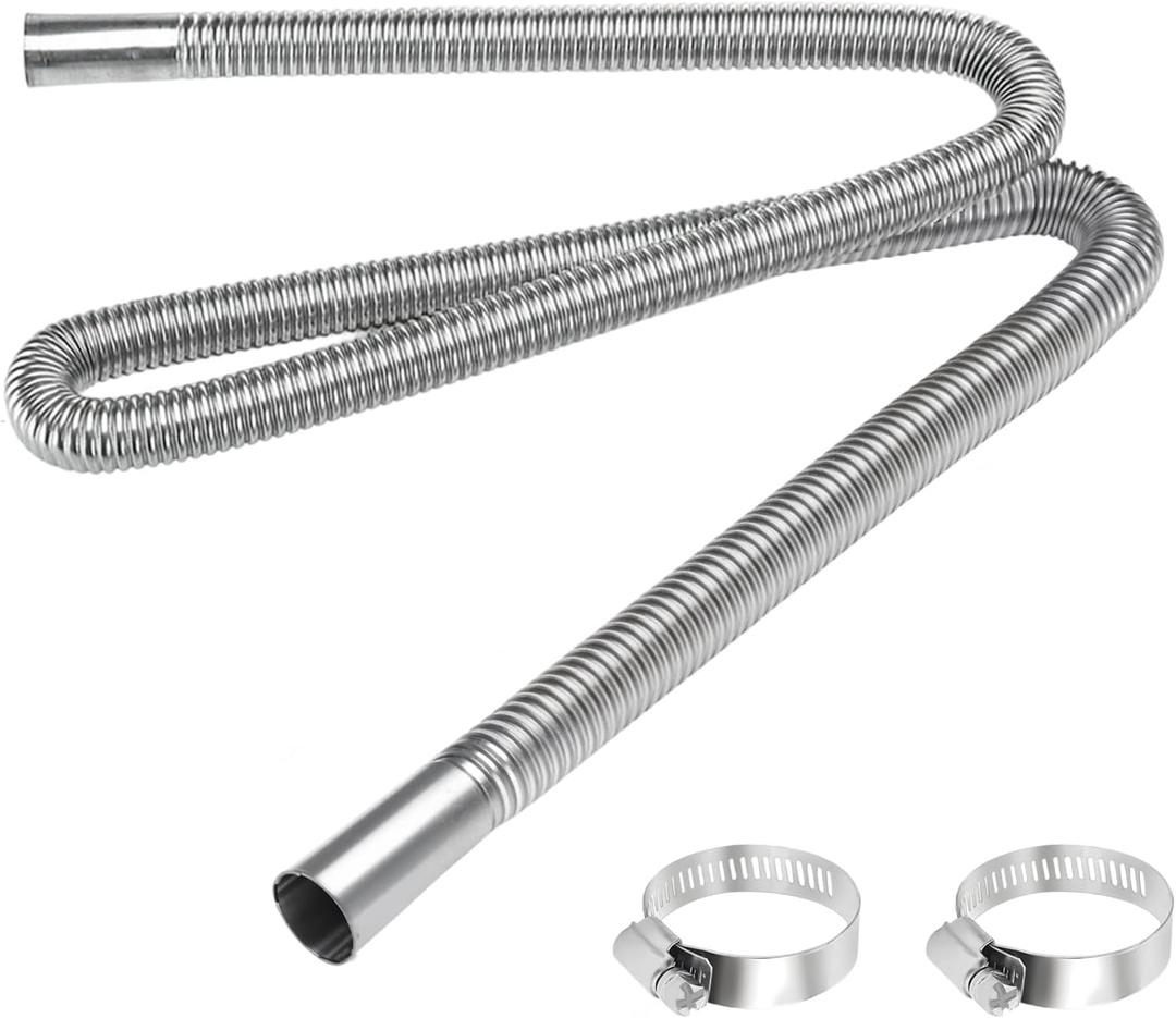 1 Inch Stainless Steel Exhaust Hose, 120CM/47.24 Inch Flexible Diesel Heater Exhaust Pipe, Parking Air Heater Exhaust Pipe Tubing, Fuel Tank Diesel Gas Vent Hose with 2 Hose Clamps