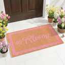 Pink Bow Welcome Doormat 29 x 17 Inch Coquette Mat with Heavy Duty Backing Cute Coconut Coir Door Mat for Home Indoor Outdoor Front Door Porch Entryway Decor