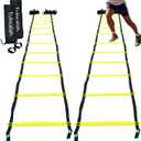 20ft Adjustable Agility Ladder with Carry Bag Football Training Equipment & Speed Ladder for Soccer, Basketball Agility Training Equipment for Footwork Drills 2 Pack