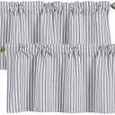 Stripes Textured Drapes Stripe Pattern Valance Curtains Light Reducing Window for Living Room/Bedroom/Kitchen Rod Pocket Valance 52 By 18 Inch Gray (2 Pack) (Grey)